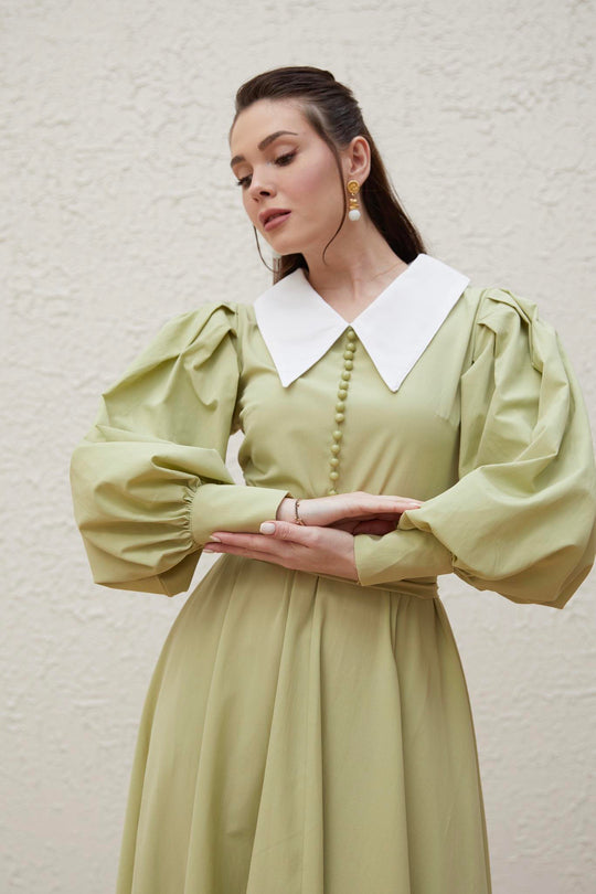 BELLE MODEST OCCASIONAL WAER DRESS | LIME GREEN