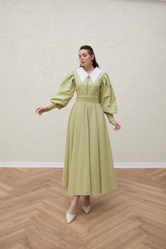 BELLE MODEST OCCASIONAL WAER DRESS | LIME GREEN