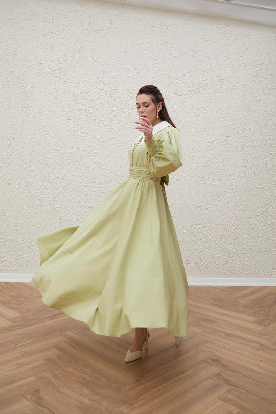 BELLE MODEST OCCASIONAL WAER DRESS | LIME GREEN