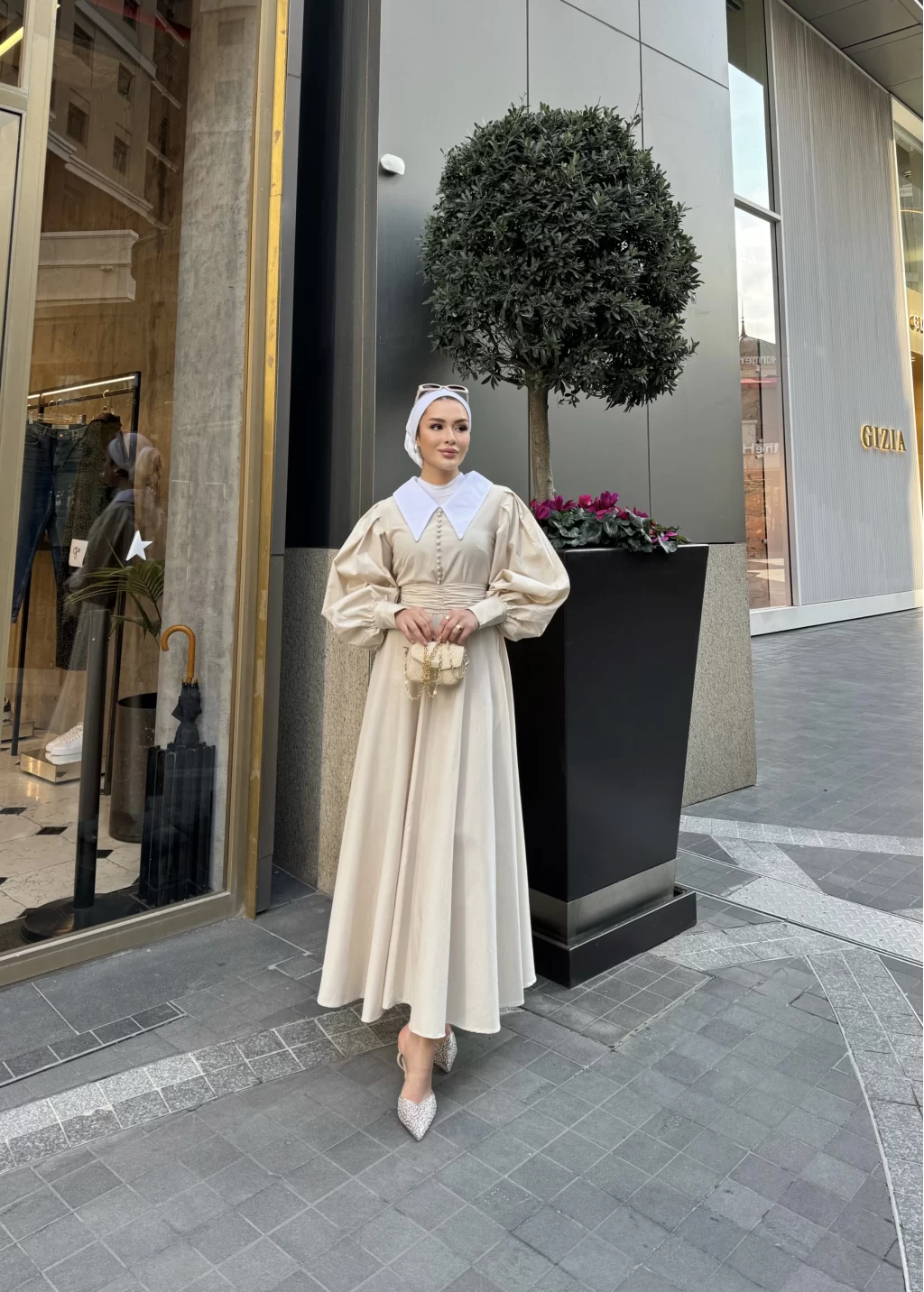 BELLE MODEST OCCASIONAL WAER DRESS | SAND STONE
