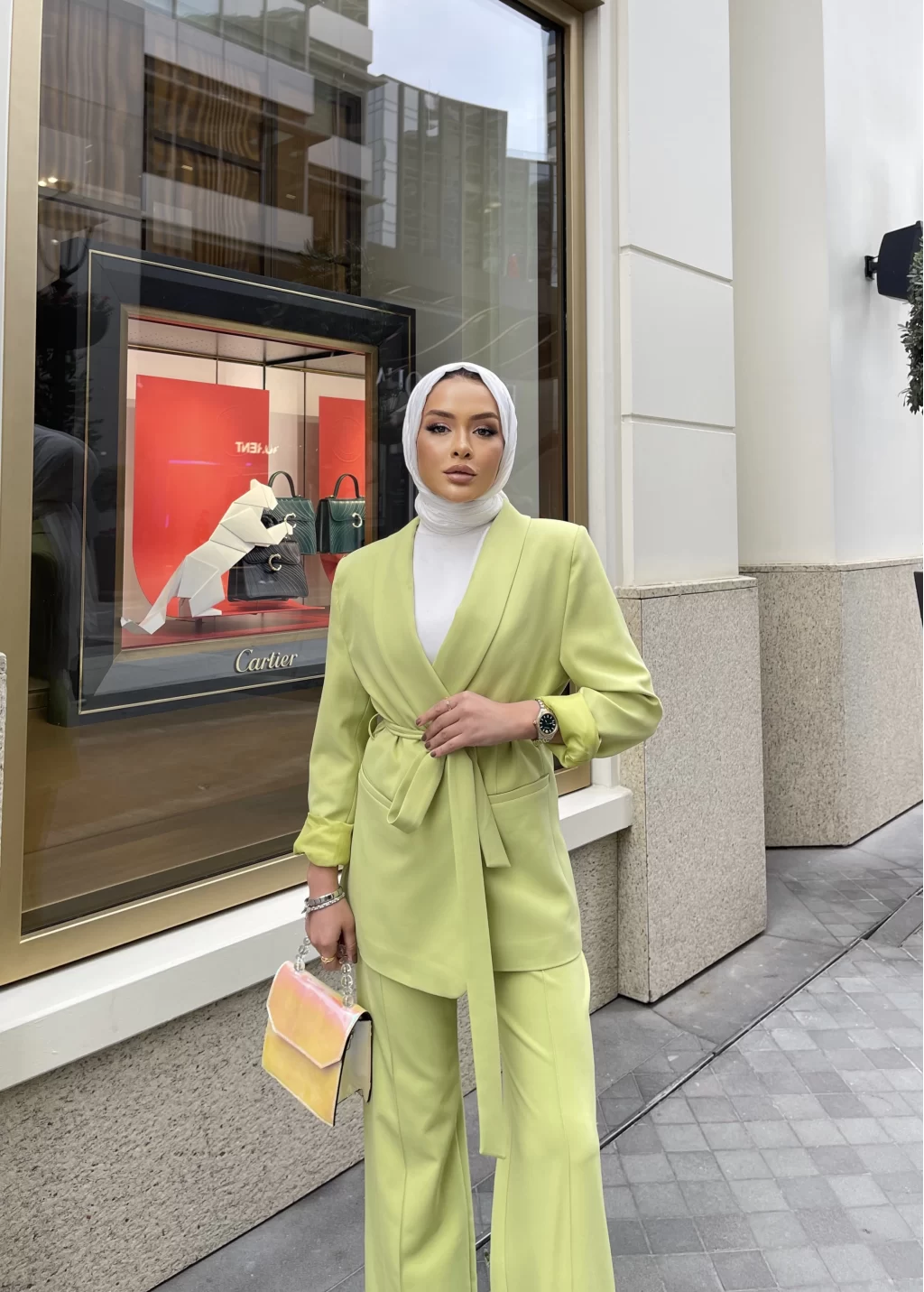 PASTEL BLAZER SUIT SET, TROUSERS CO-ORD | PISTACHIO CREAM