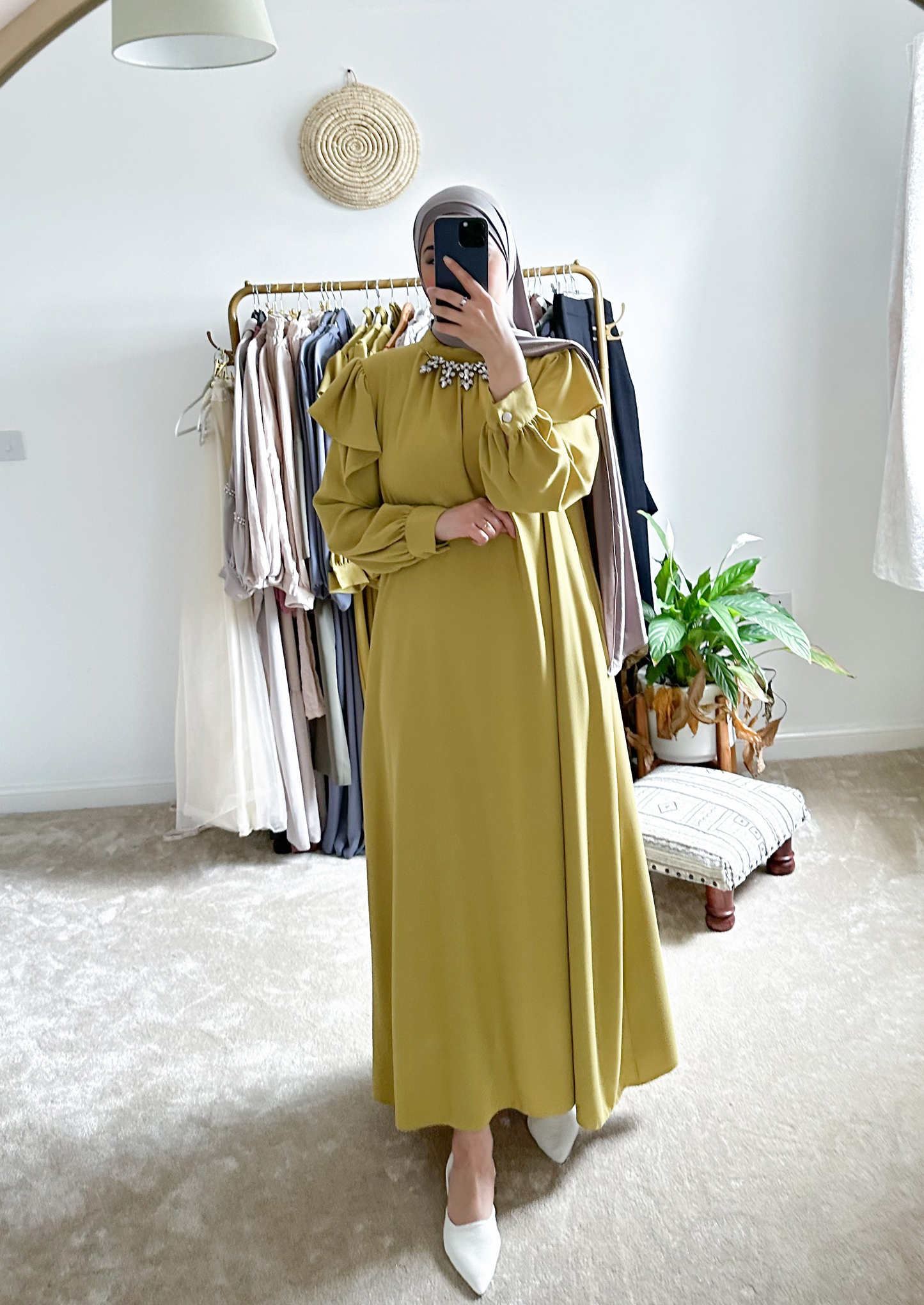 LAYAL HIJAB EID DRESS | MODEST OCCASIONWEAR DRESS UK | LIME GREEN