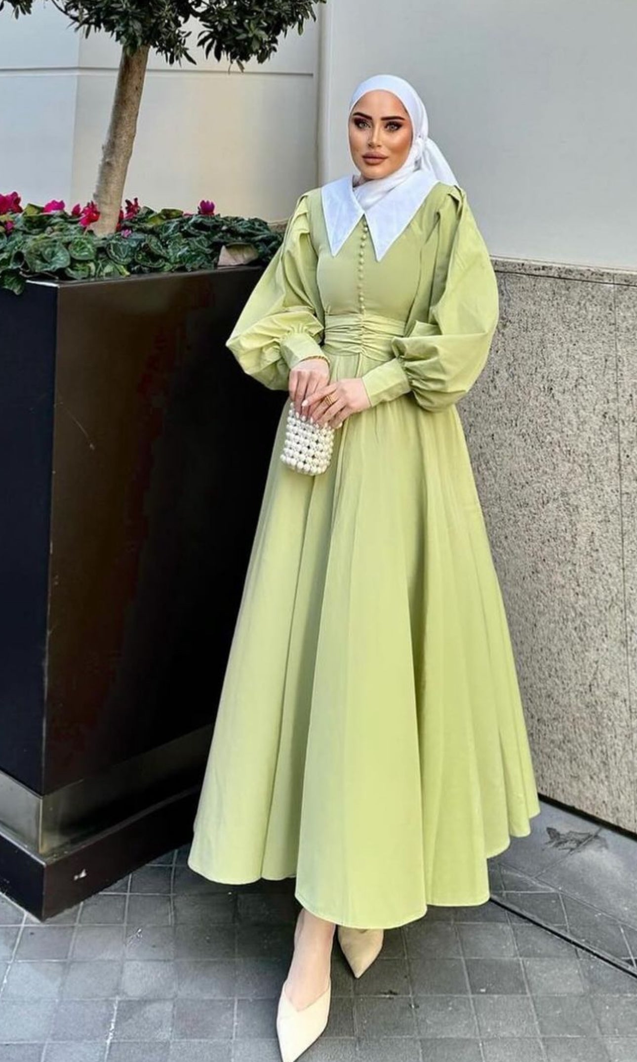 BELLE MODEST OCCASIONAL WAER DRESS | LIME GREEN