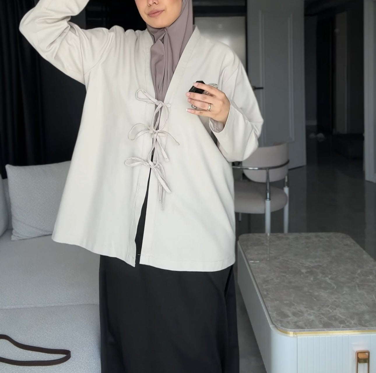 ARYA KIMONO TOP | Grey Taupe