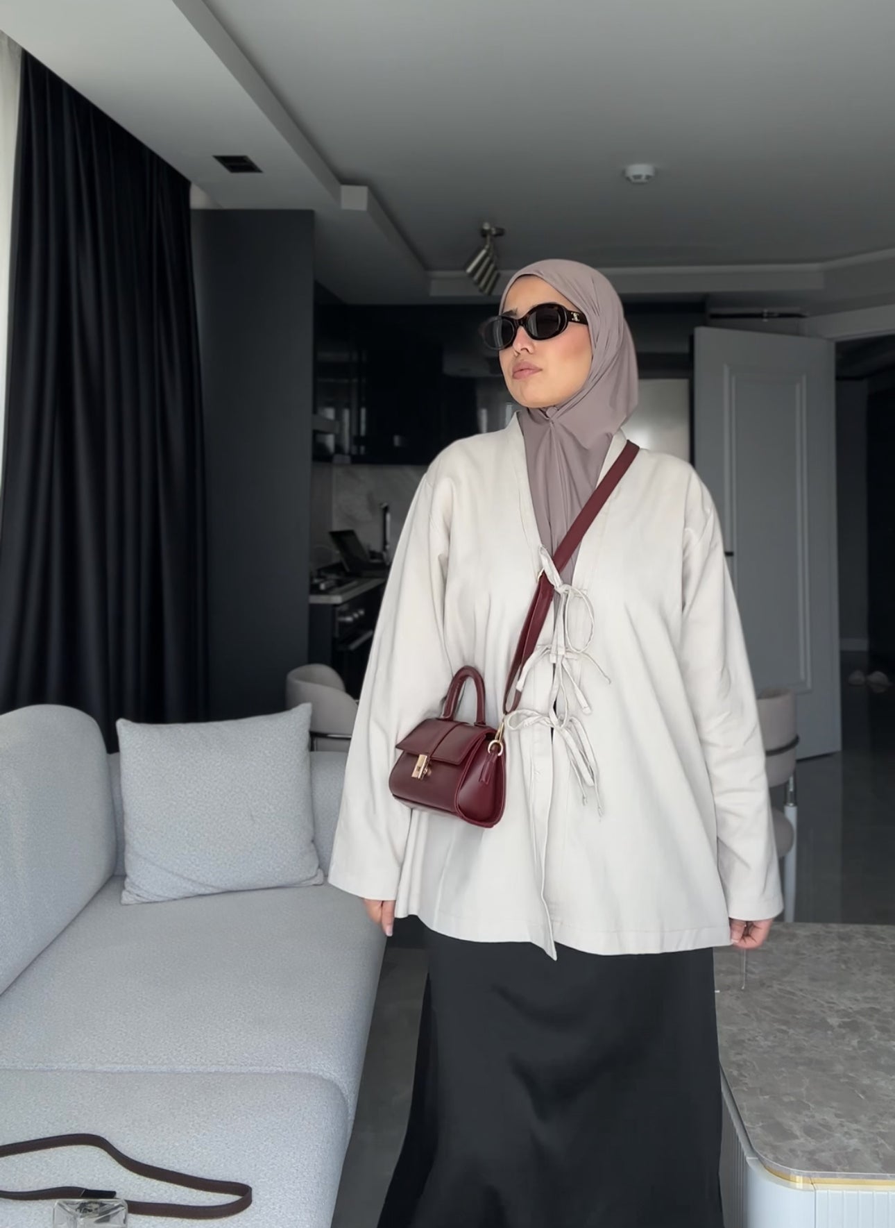 ARYA KIMONO TOP | Grey Taupe