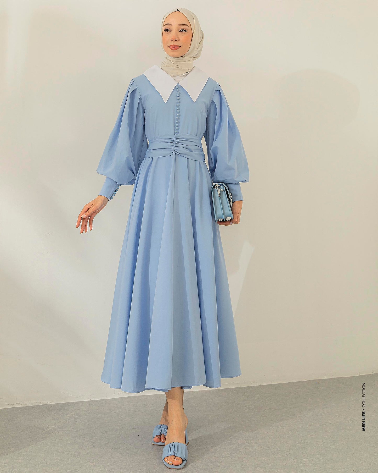 BELLE MODEST OCCASIONAL WAER DRESS | POWDER BLUE