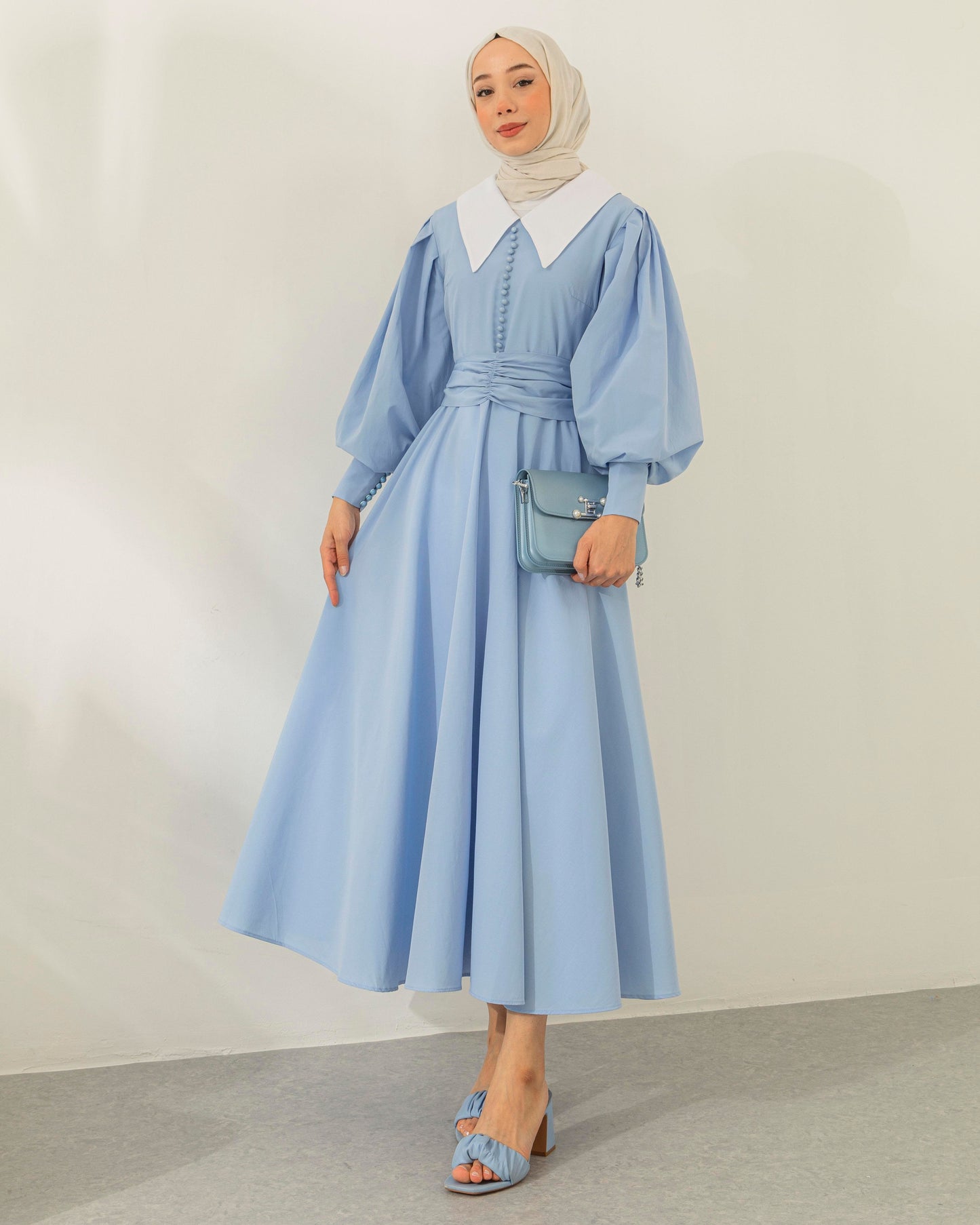 BELLE MODEST OCCASIONAL WAER DRESS | POWDER BLUE