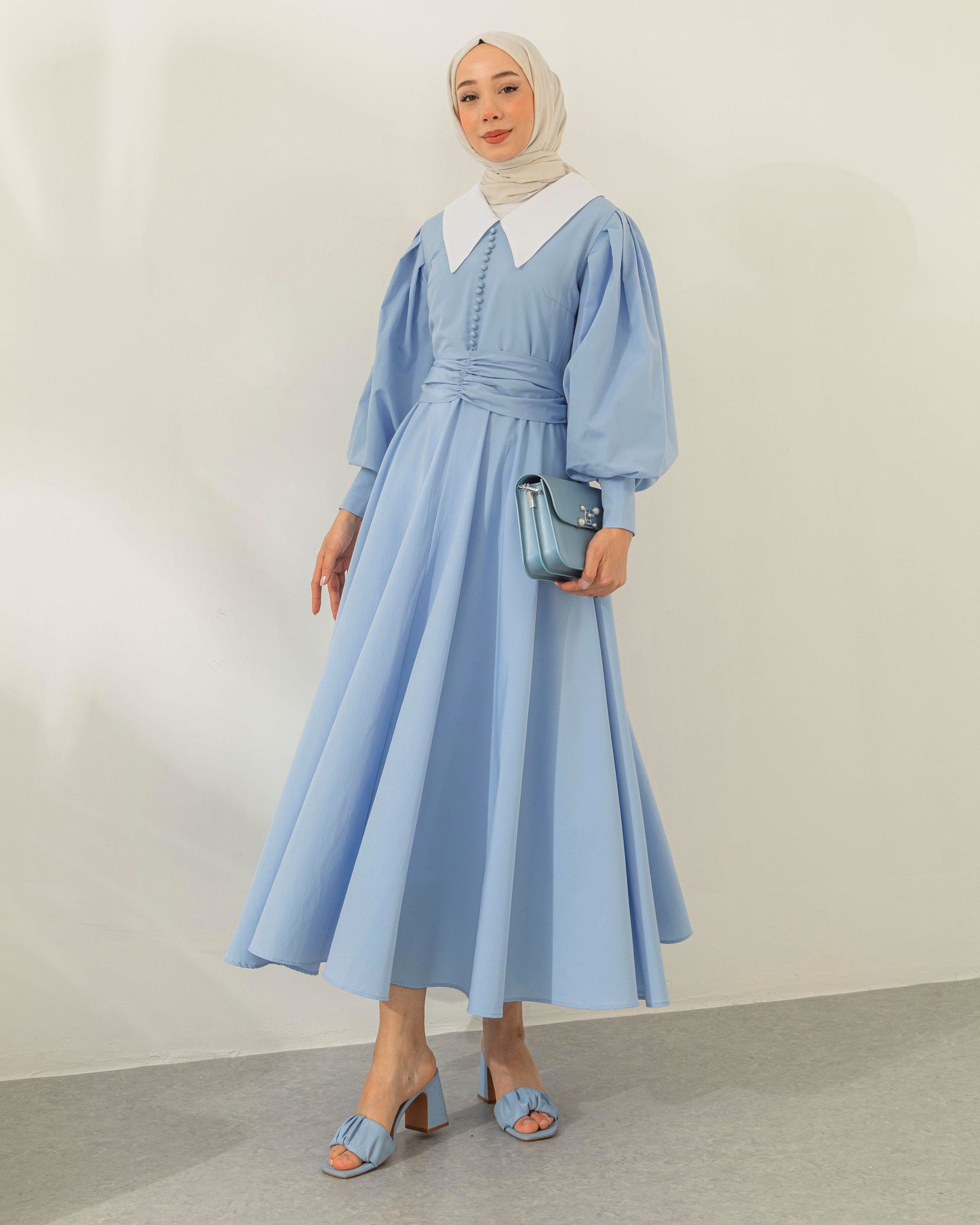 BELLE MODEST OCCASIONAL WAER DRESS | POWDER BLUE