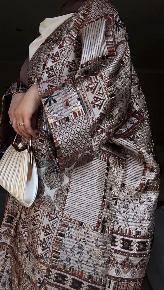 Sheikha Abaya Caftan Set | Fancy Eid Abaya Uk| Emarati Dubai Abaya | Desert brown