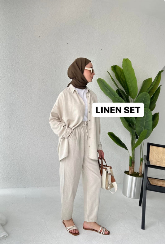 MARIA HIJAB COORD | TROUSERS SET | WHITE SAND