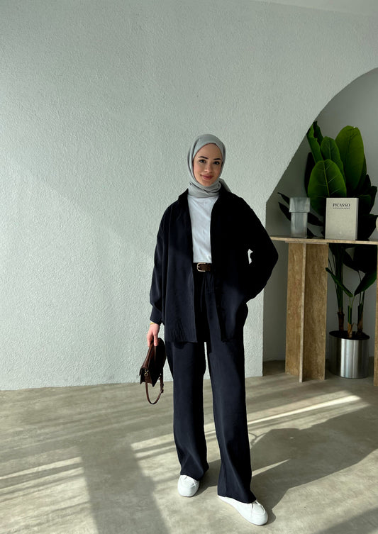 MARIAM HIJAB COORD | TROUSERS SET | BLACK STONE