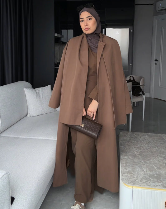Trench Abaya  Brown