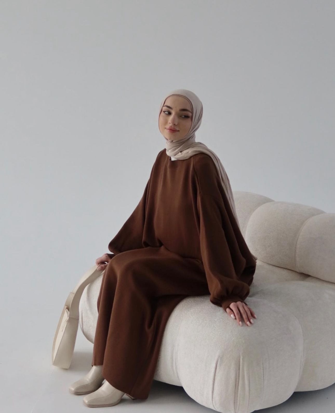 Hazal knitted modest two piece set women | Hijab winter skirt coord | Fall Brown