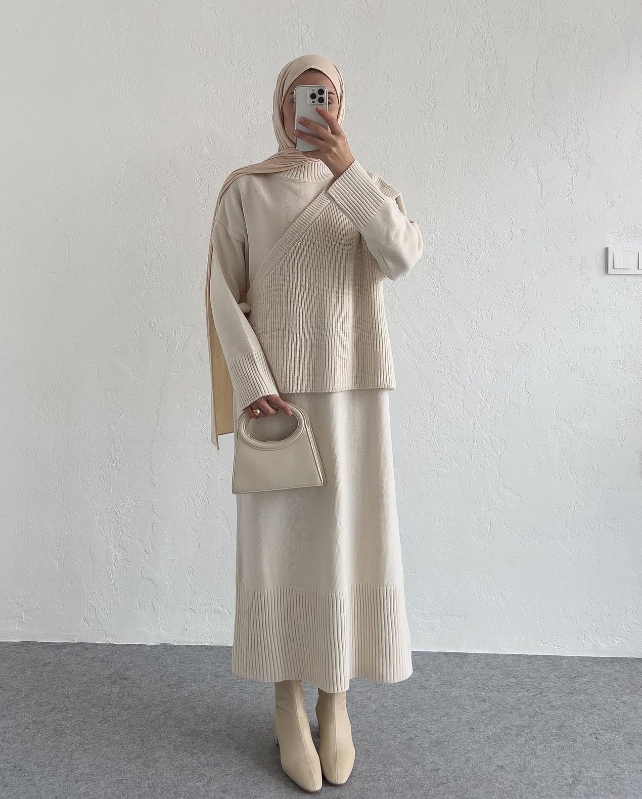 Handa Maxi Knit Dress with Vest | cream