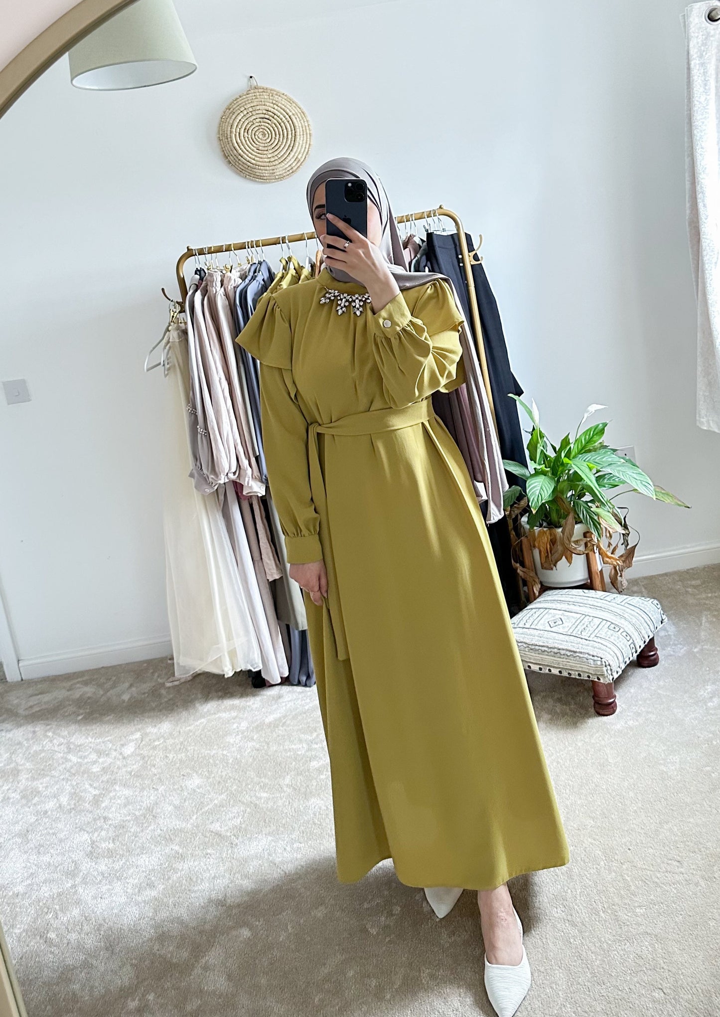 LAYAL HIJAB EID DRESS | MODEST OCCASIONWEAR DRESS UK | LIME GREEN