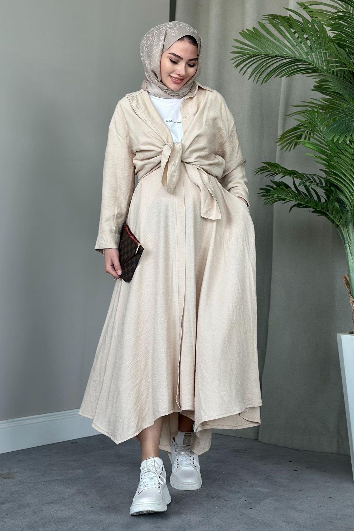 SOFIA LINEN SKIRT SET | SKIRT HIJAB COORS | IVORY