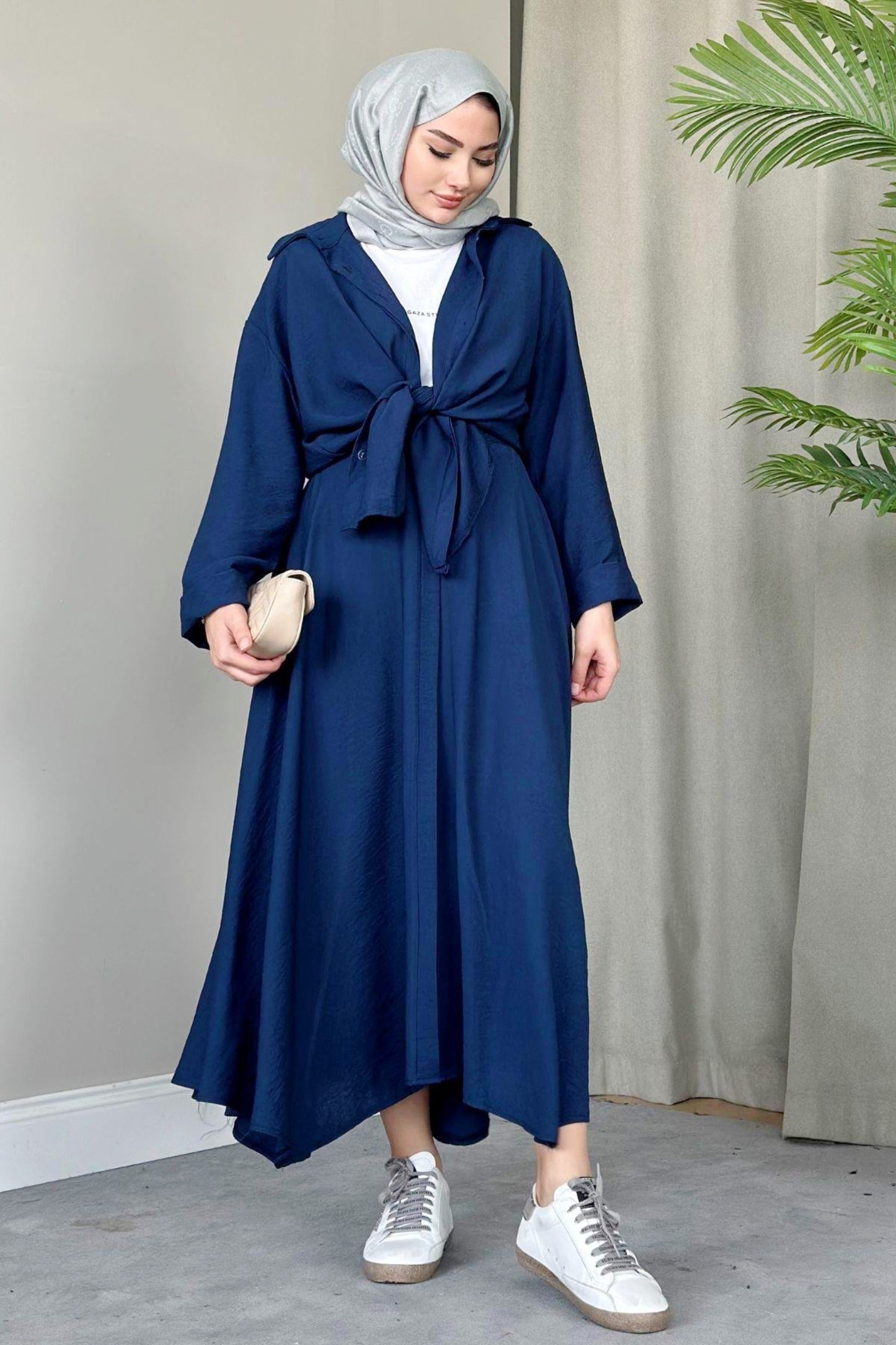 SOFIA LINEN SKIRT SET | HIJAB SKIRT COORS | SAXE BLUE