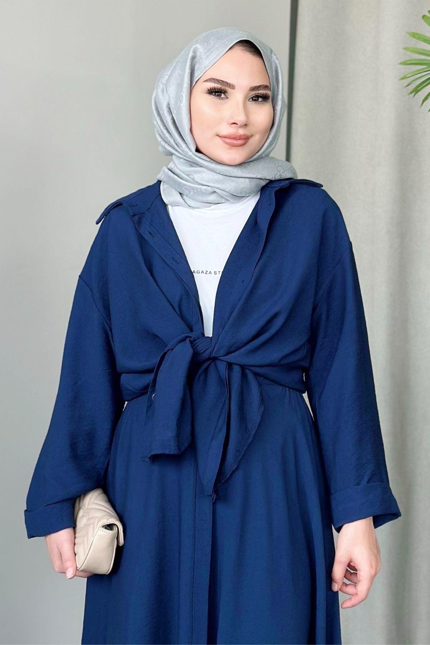 SOFIA LINEN SKIRT SET | HIJAB SKIRT COORS | SAXE BLUE