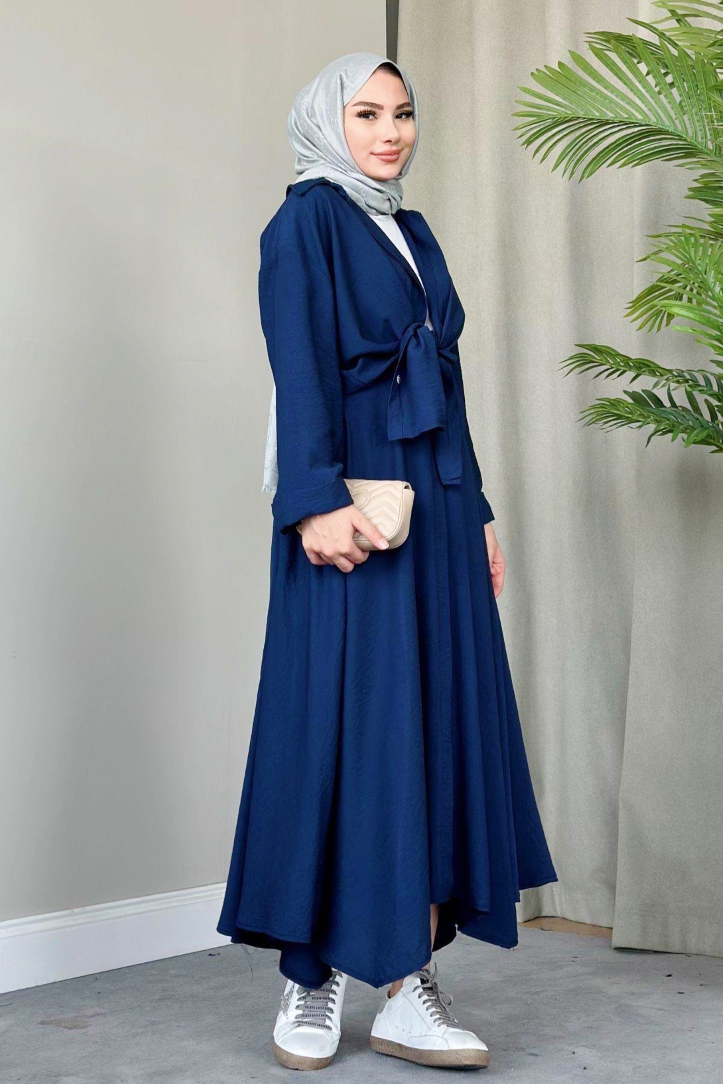 SOFIA LINEN SKIRT SET | HIJAB SKIRT COORS | SAXE BLUE