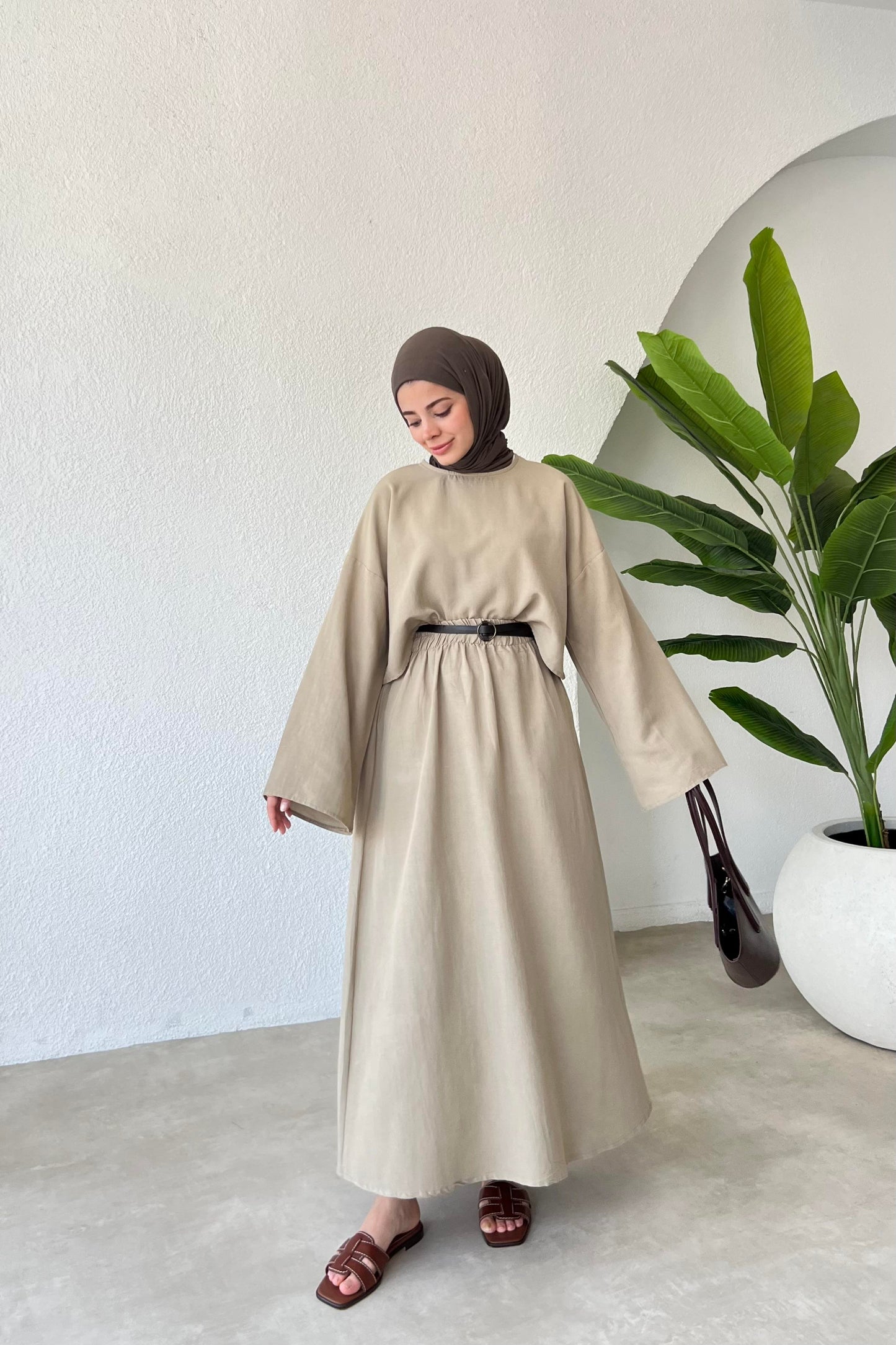 AREEJ SKIRT SET CO-ORD | HIJAB SKIRT CO-ORD UK | DESERT SAND