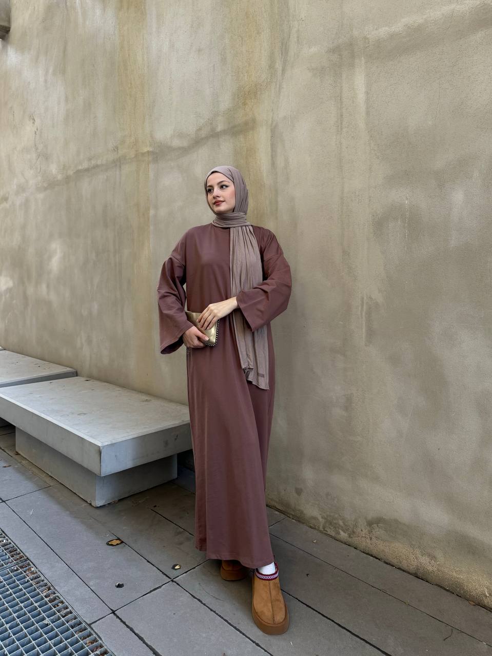 COMFY SWEATER DRESS ABAYA RANYA | BURNT BROWN