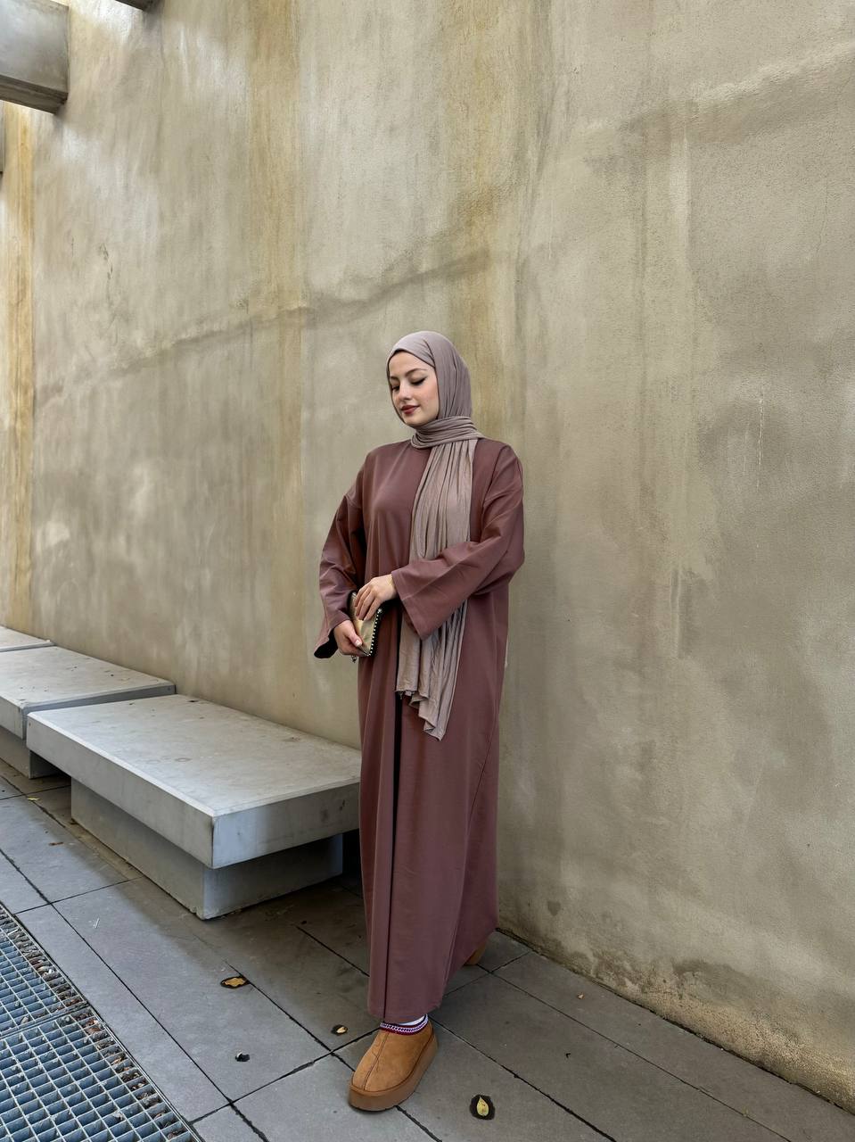 COMFY SWEATER DRESS ABAYA RANYA | BURNT BROWN