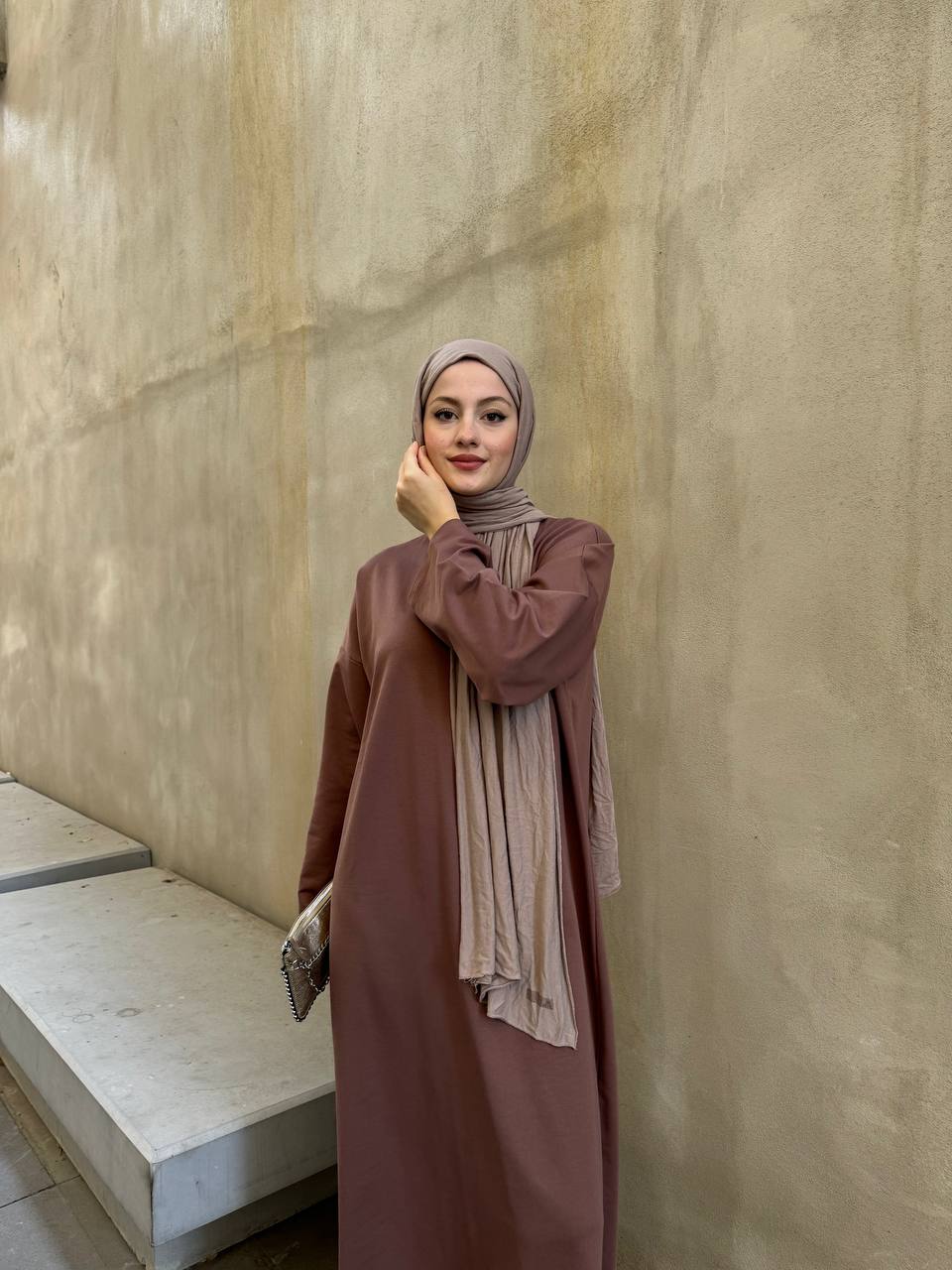 COMFY SWEATER DRESS ABAYA RANYA | BURNT BROWN