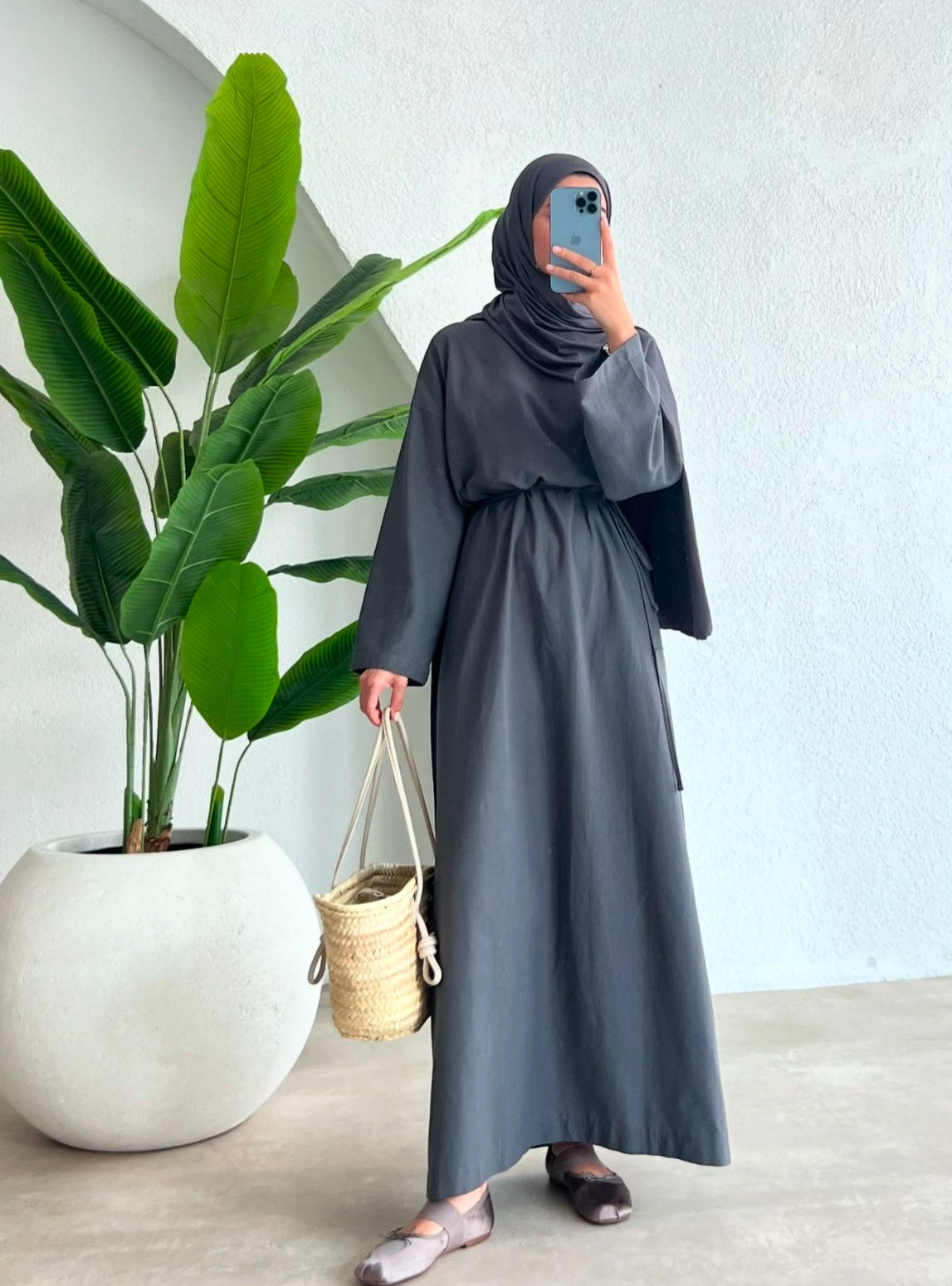 COMFY SWEATER DRESS ABAYA RANYA | NAVY BLUE