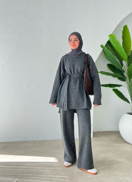 Winter Knitted Trousers Set: Modest Hijab Two-Piece Coords | Rana