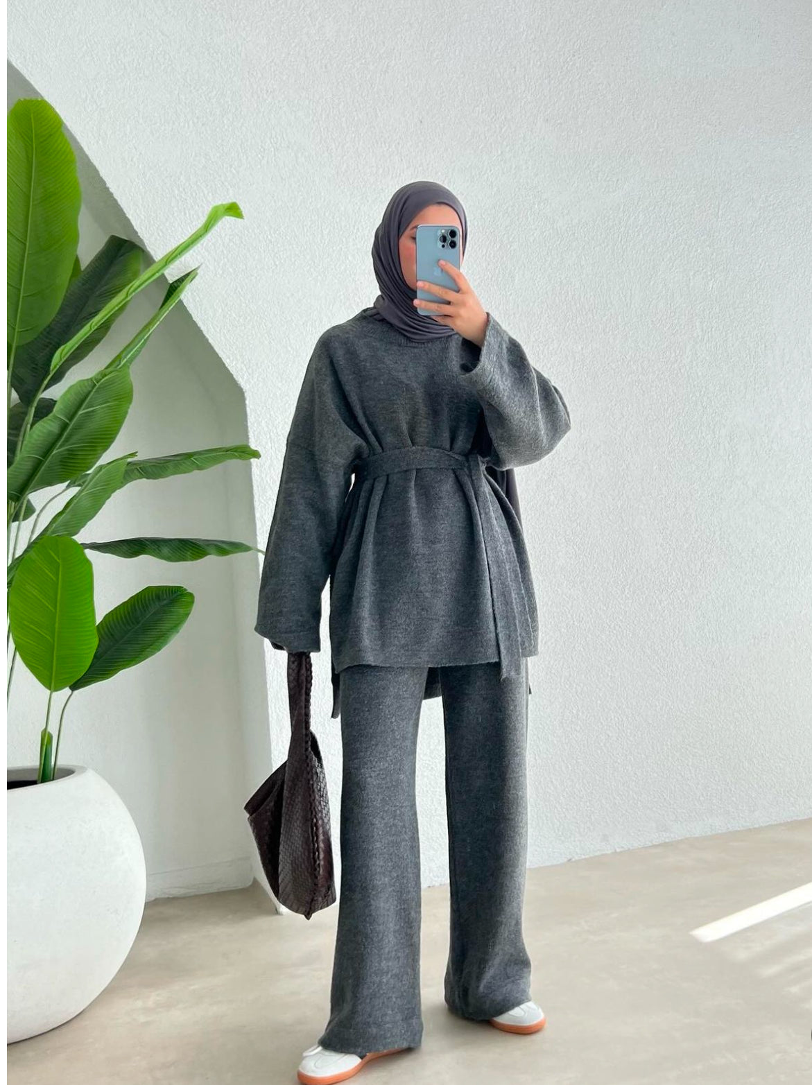 Winter Knitted Trousers Set: Modest Hijab Two-Piece Coords | Rana