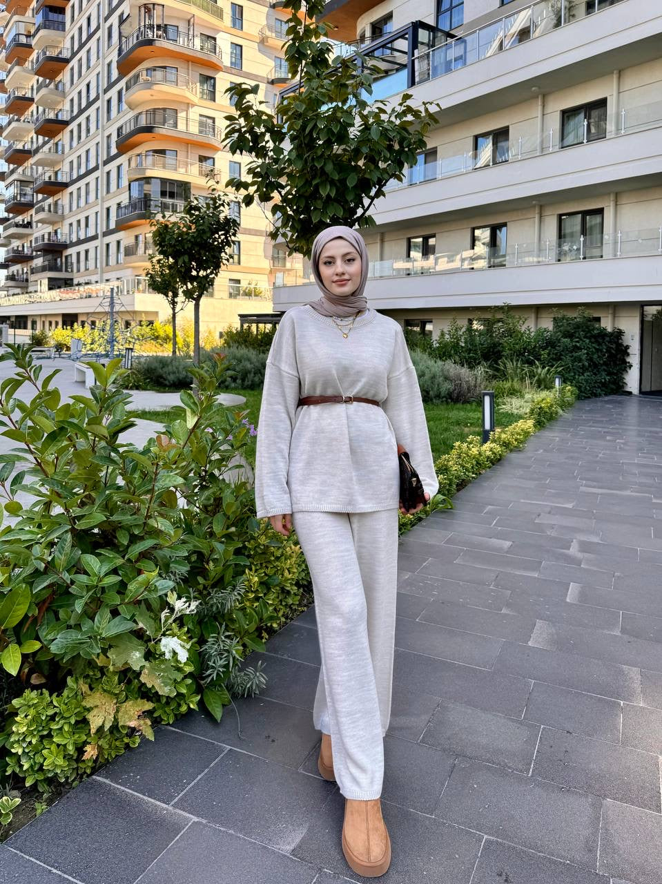 Winter Knitted Trousers Set: Modest Hijab Two-Piece Coords | Saba