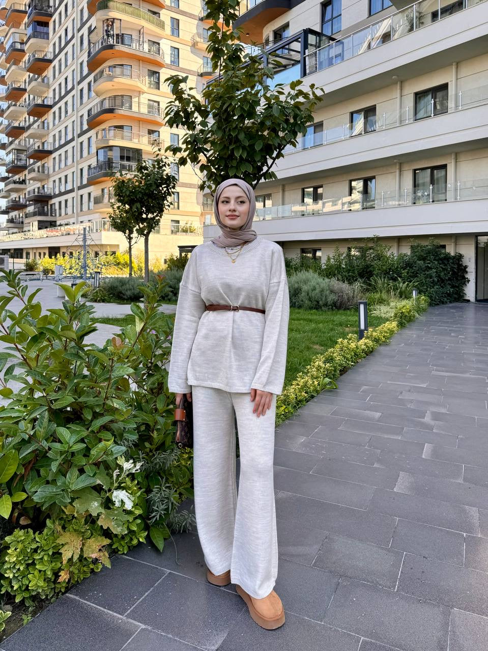 Winter Knitted Trousers Set: Modest Hijab Two-Piece Coords | Saba