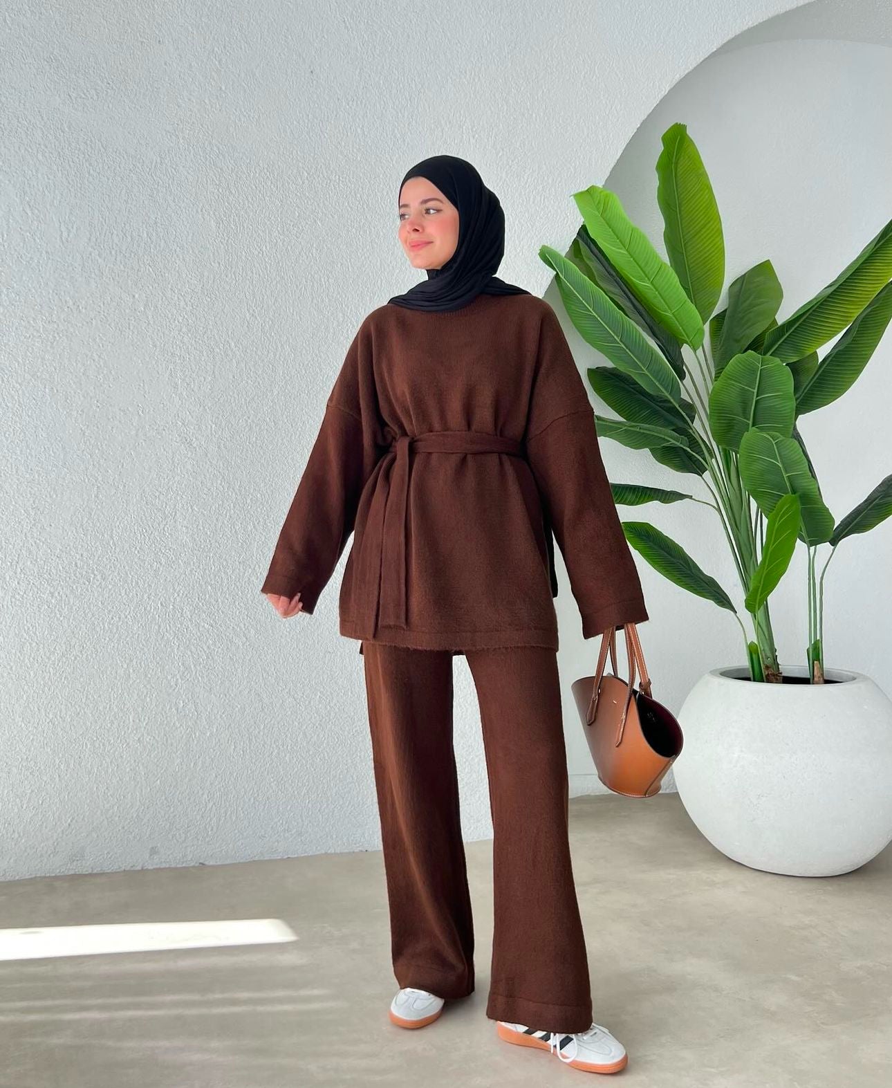 Winter Knitted Trousers Set: Modest Hijab Two-Piece Coords | Rana