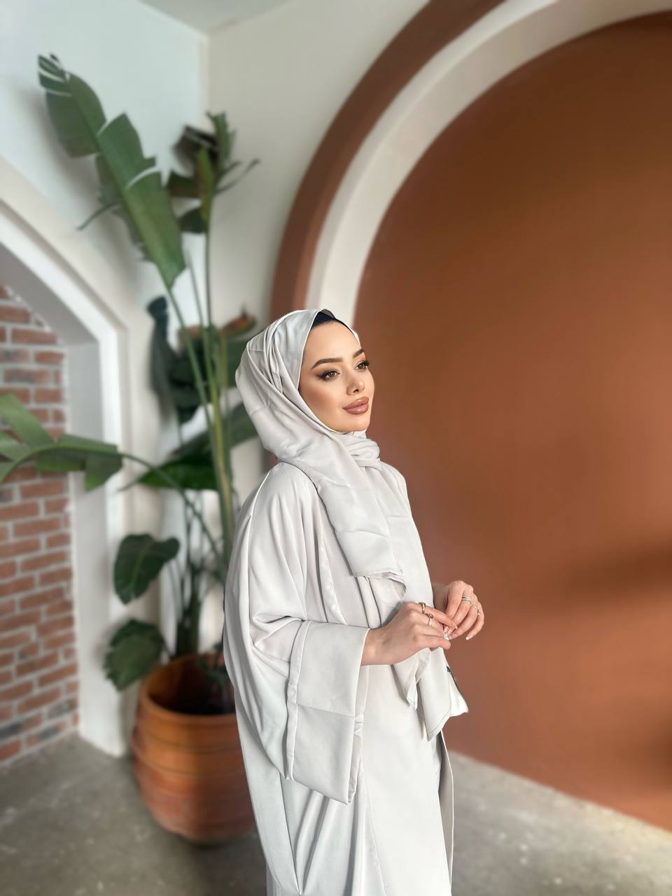 HAIFA KIMONO STYLE 5 PCS ABAYA SET | Luna Gray