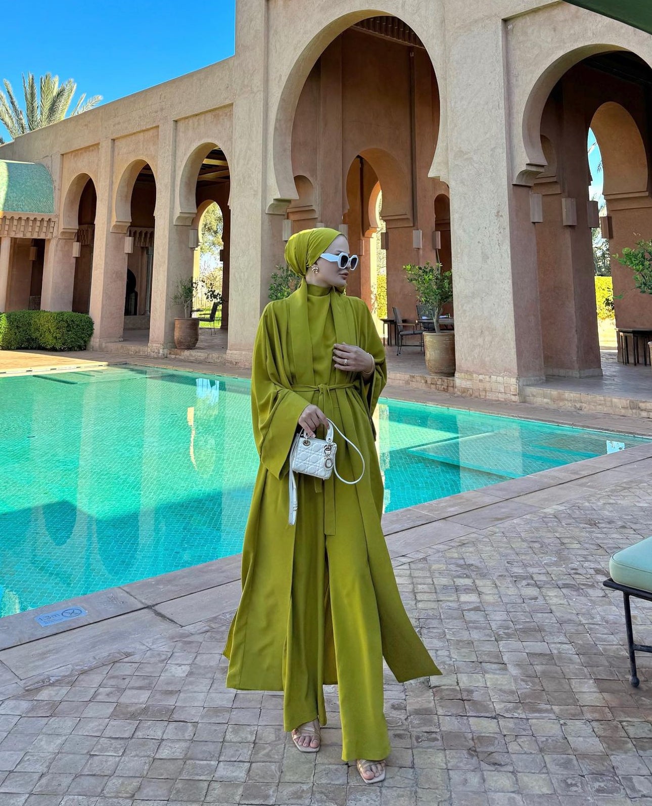 HAIFA KIMONO STYLE 5 PCS ABAYA SET |OASIS GREEN