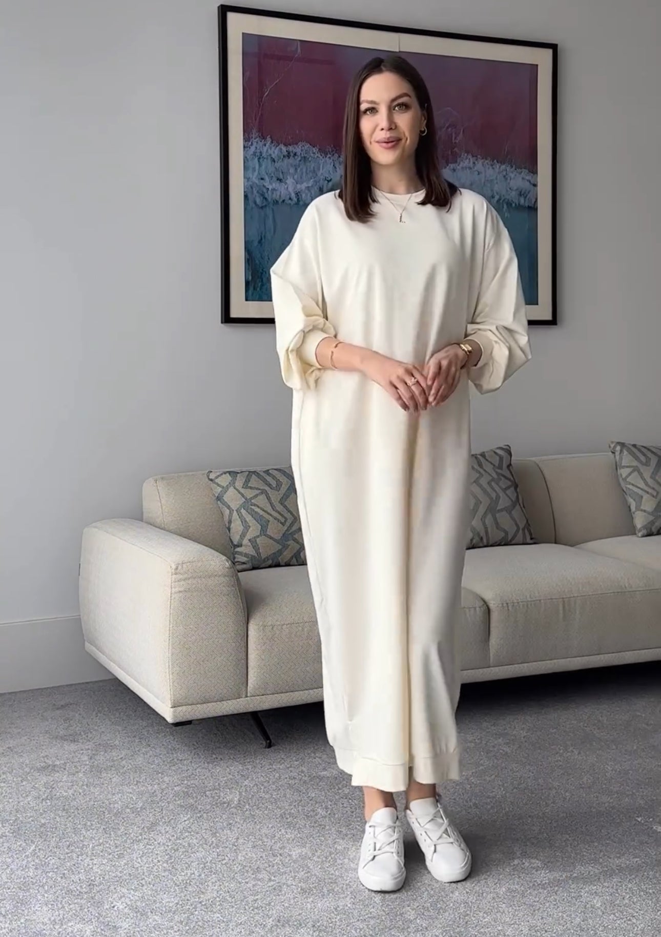 HAZAL OVERSIZED SWEAT DRESS | CASUAL ABAYA DRESS | SNOW BEAR