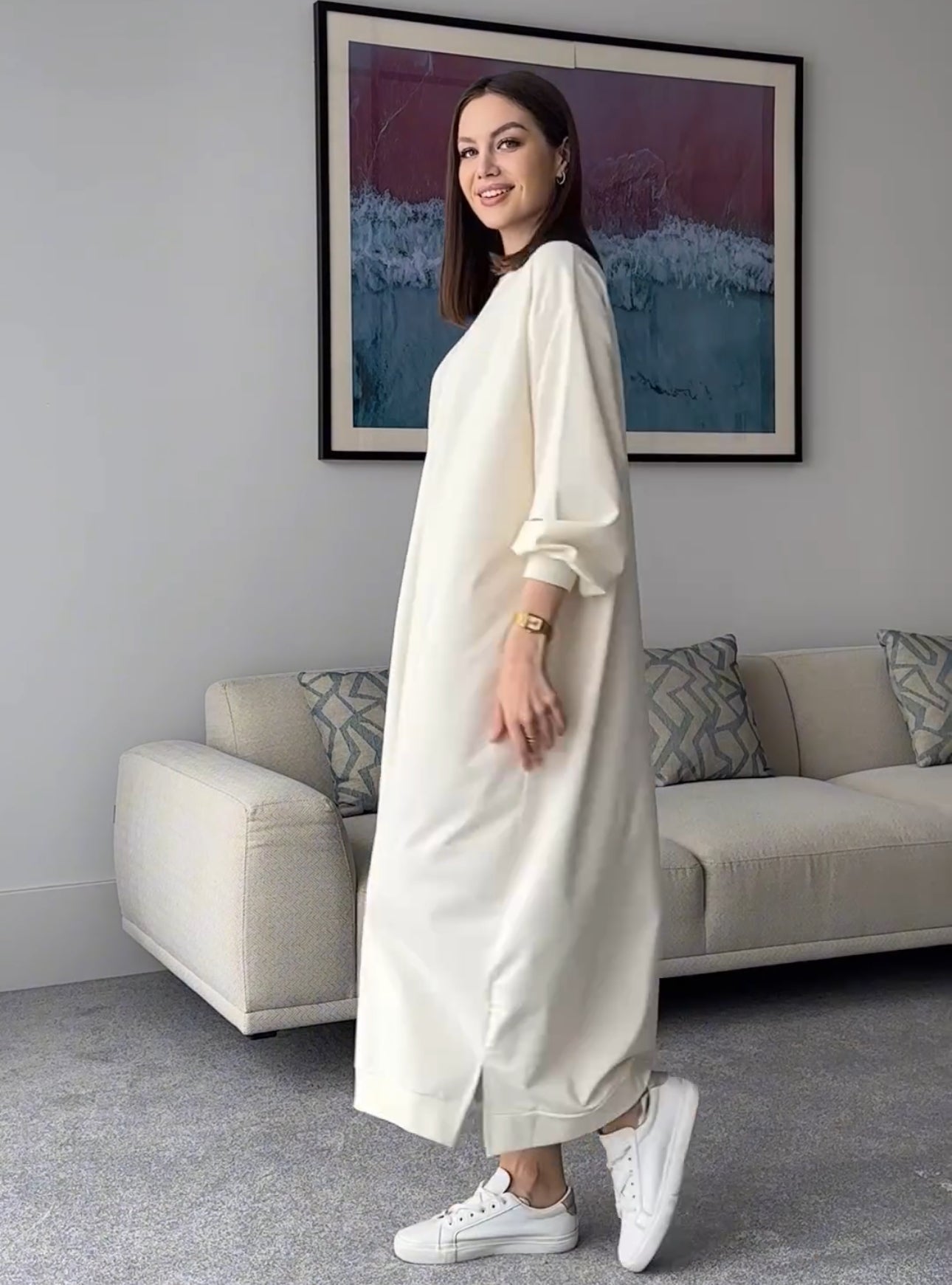 HAZAL OVERSIZED SWEAT DRESS | CASUAL ABAYA DRESS | SNOW BEAR