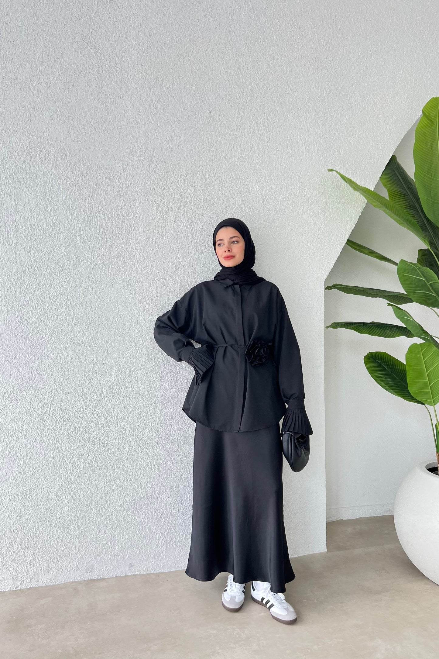 ZAINA MODEST MAXI SILK SKIRT | HIJAB MAXI SILK SKIRT | BLACK