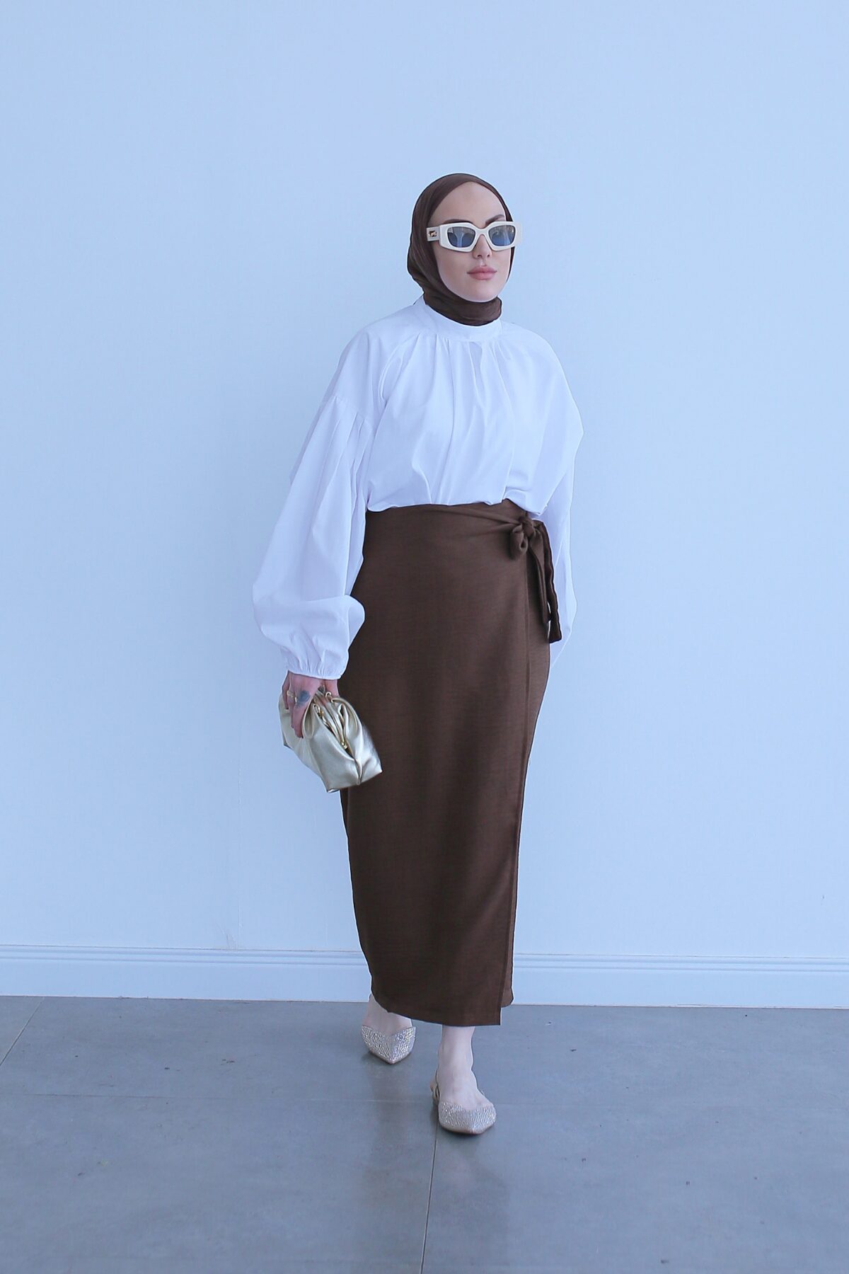 BALI CRINKLE CROSS WRAP SKIRT | HIJAB CRINKLE WRAP SKIRT | CINNAMON