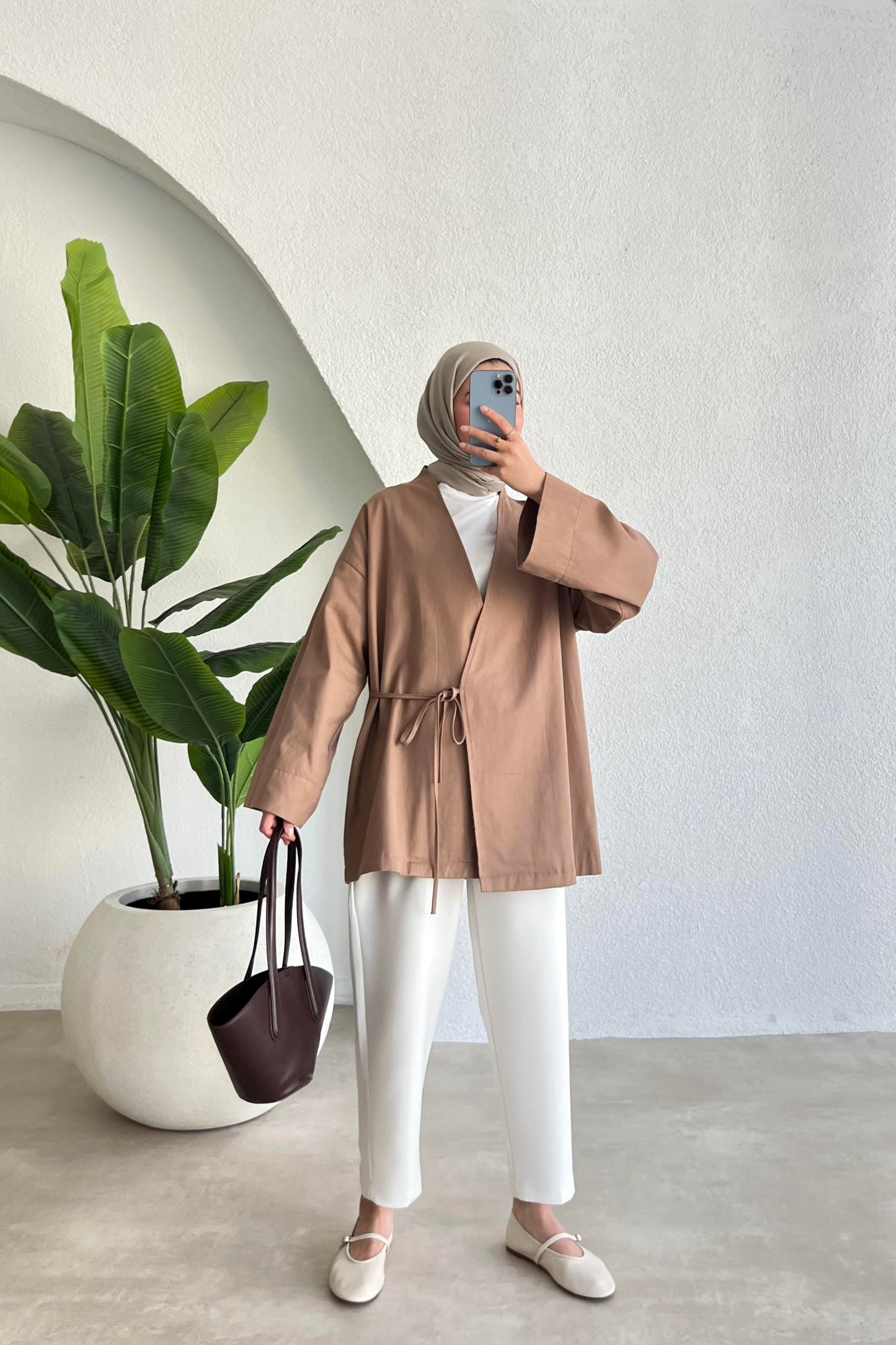 ARYA KIMONO WRAP TOP | BROWN