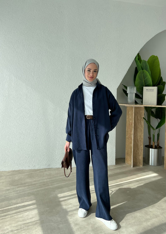 JULIA SUMMER COORD WOMEN | HIJAB TROUSERS COORD | DARK BLUE