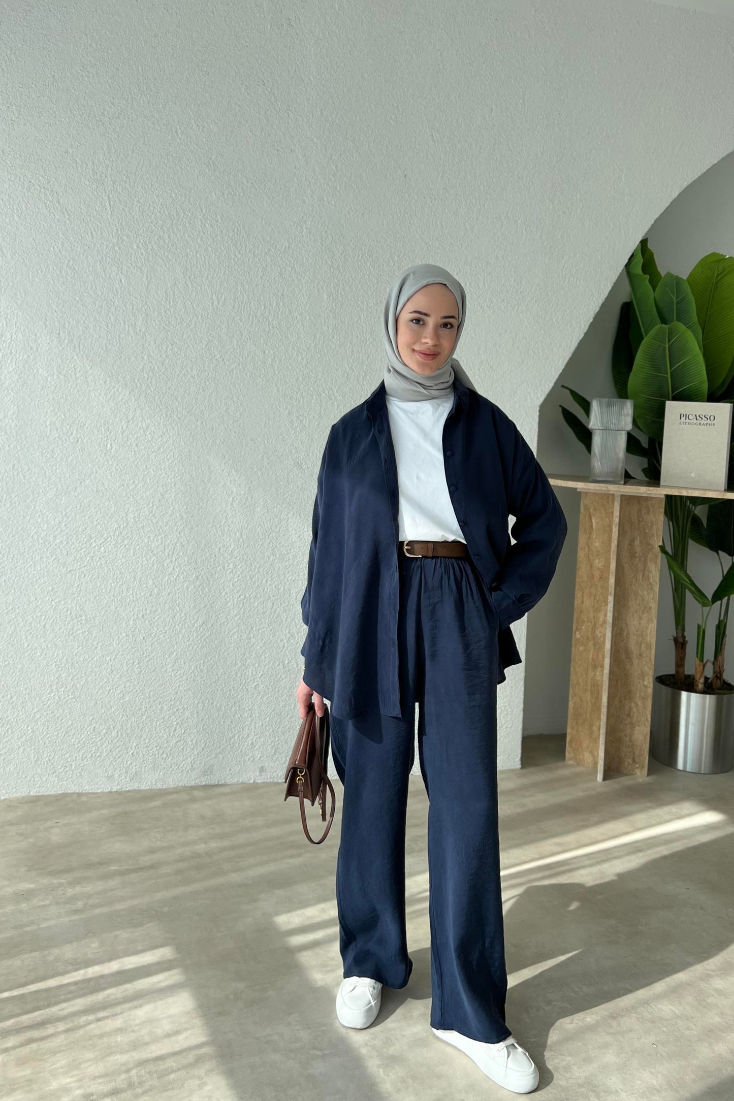 ALA TWO PIECE SET | HIJAB TROUSERS COORD | NAVY BLUE