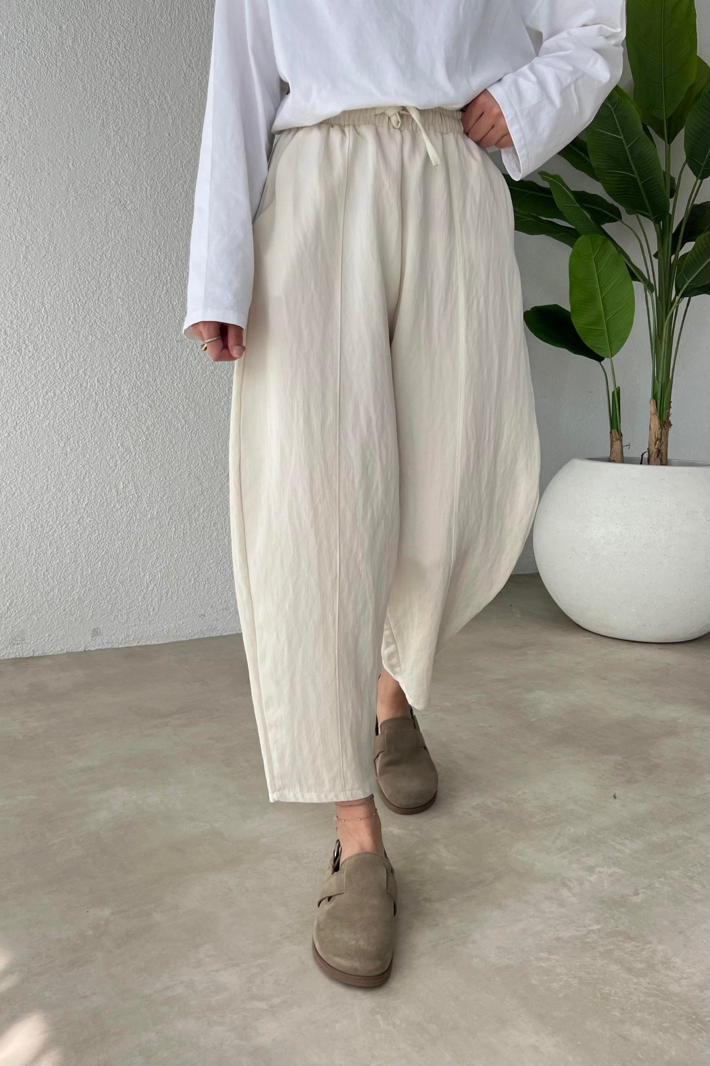 MARIA CASUAL COMFY COTTON TROUSERS | IVORY