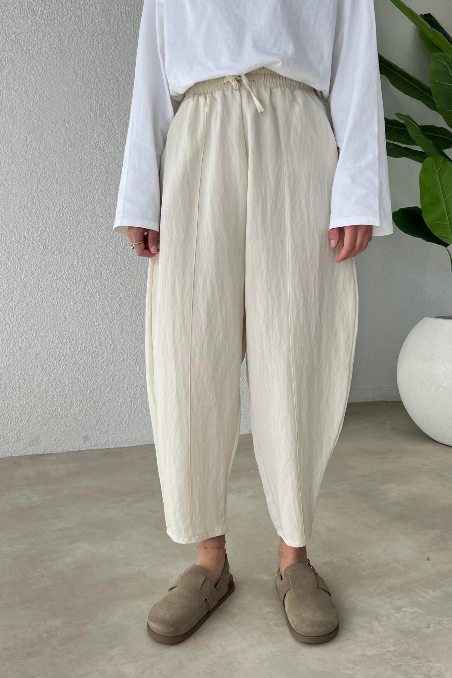 MARIA CASUAL COMFY COTTON TROUSERS | IVORY