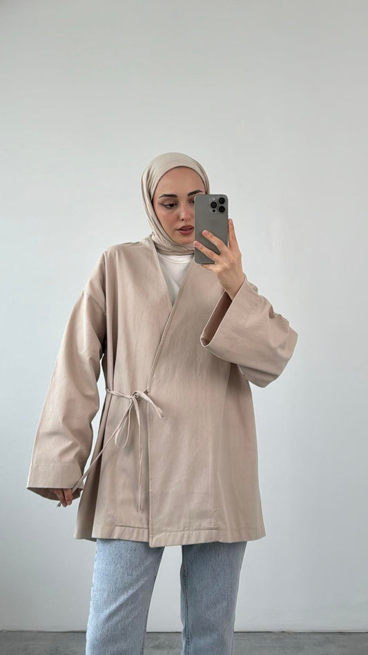 ARYA KIMONO WRAP TOP | Grey Taupe