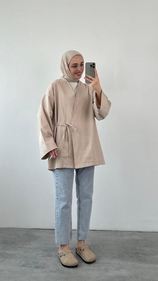 ARYA KIMONO WRAP TOP | Grey Taupe