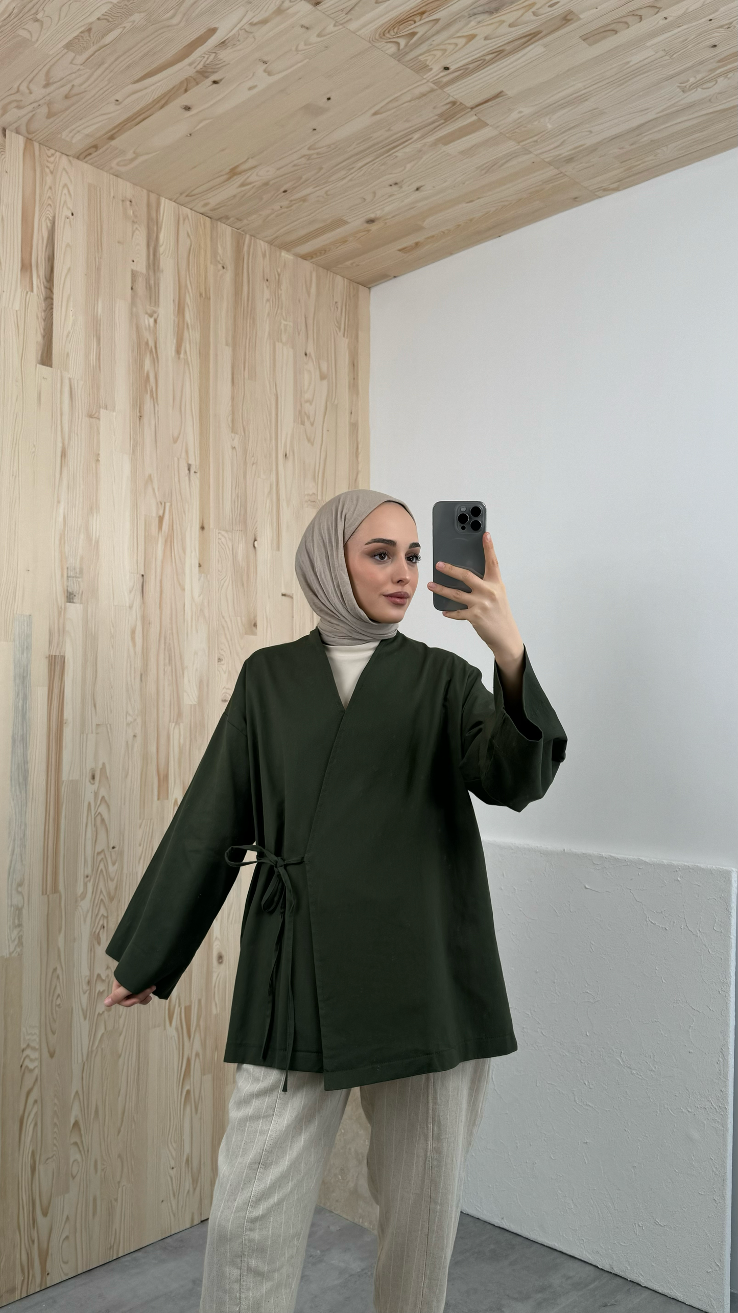 ARYA KIMONO WRAP TOP | DARK KHAKI