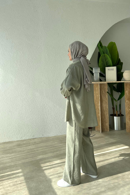 Mariam TWO PIECE SET | HIJAB TROUSERS COORD | HIJAB TROUSERS SET | SAGE GREEN