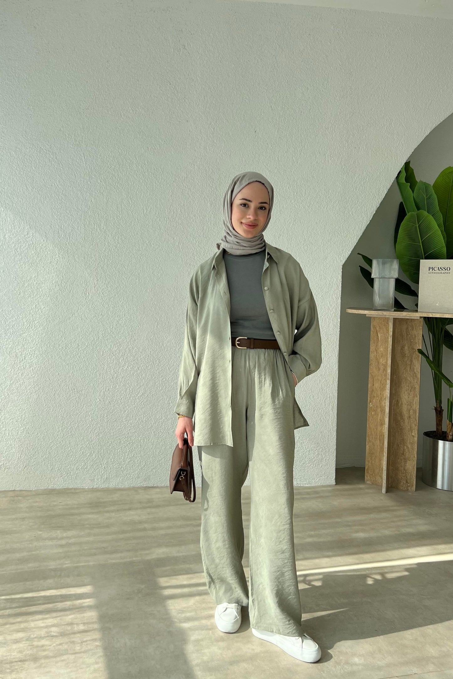 Mariam TWO PIECE SET | HIJAB TROUSERS COORD | HIJAB TROUSERS SET | SAGE GREEN
