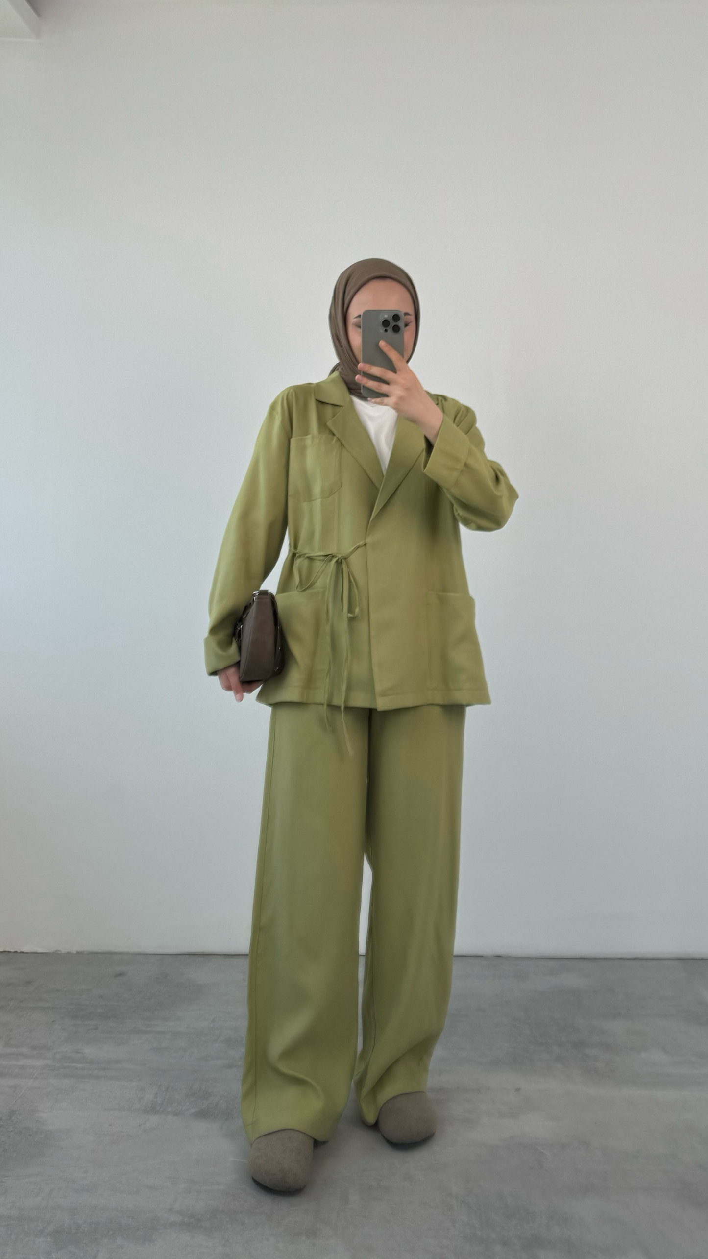 JUMANA KIMONO SET | HIJAB WORK COORD |  OLIVE